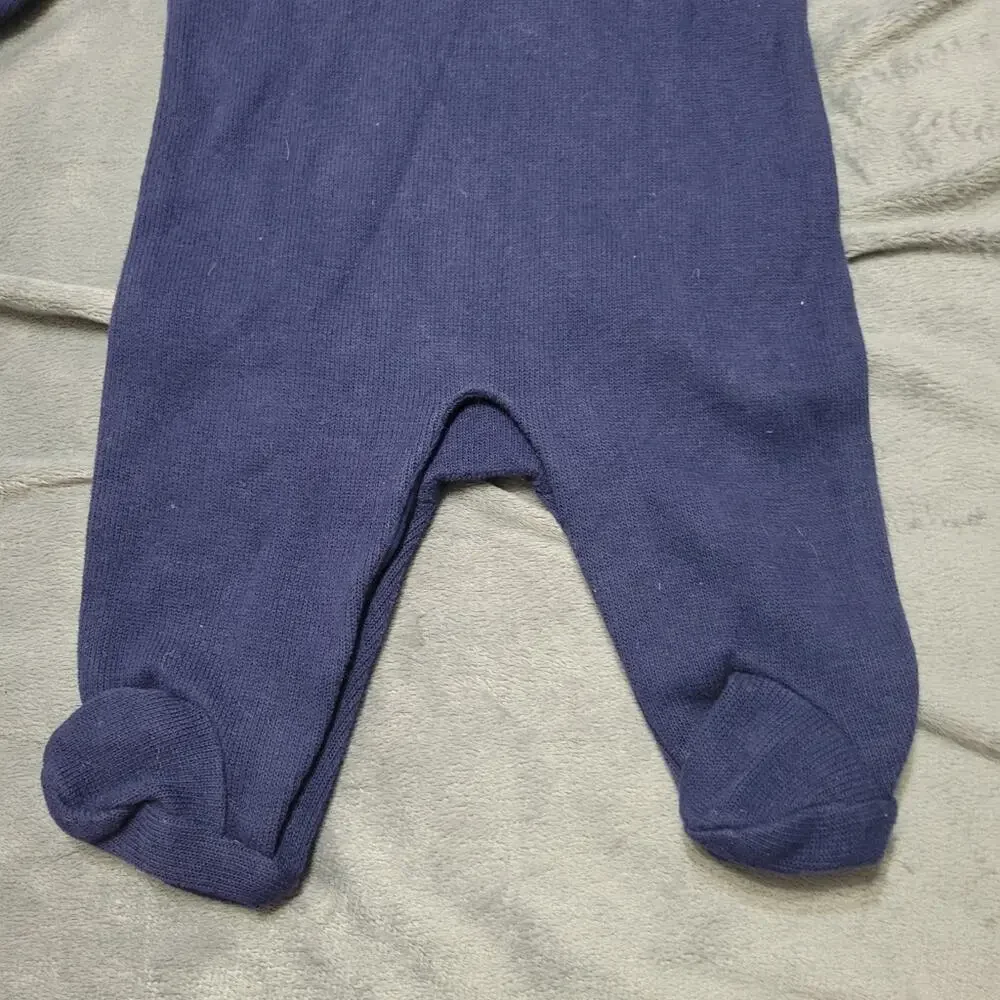 Ralph Lauren Polo Romper Boys 3 Month Navy Embroidered Logo‎ Red Collared Footed